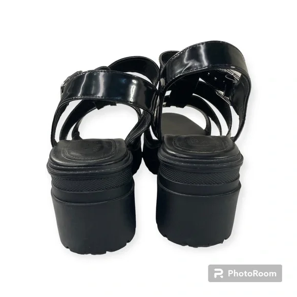 ASOS Hollis Huarache Y2K Chunky Fisherman Mid Heeled Strappy Sandals Black W9 - Picture 6 of 7